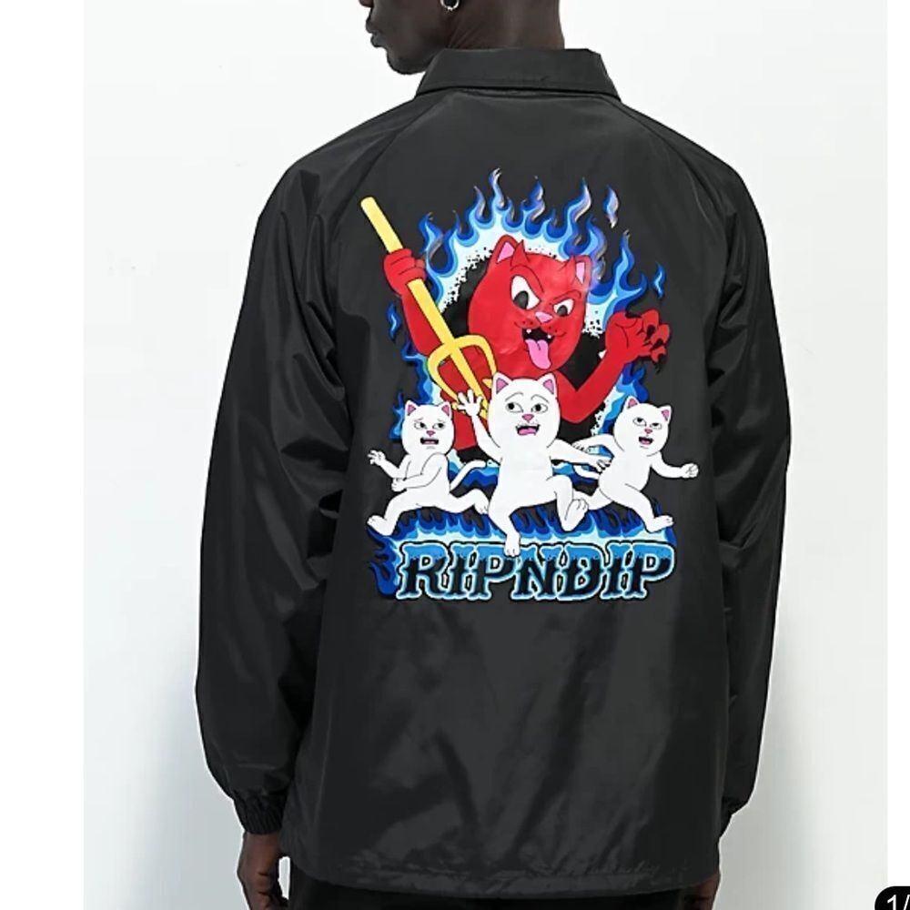 🔥Ripndip Hades Black Coaches Windbreaker Jacket!